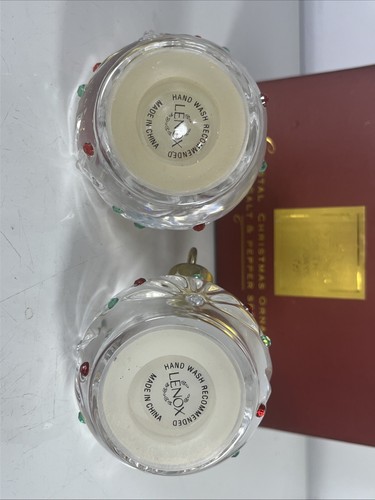 Set shaker sale e pepe ornamento natalizio rotondo cristallo Lenox in scatola originale - Foto 4 di 5