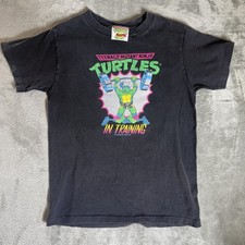Vtg 1990 TMNT Kids Shirt Medium Black Teenage Mutant Ninja Turtles 90s Mirage