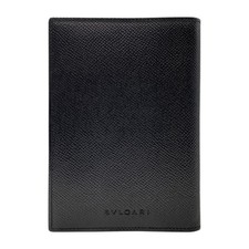 Bulgari Agenda Passaporto Cover Custodia in Pelle Nera Bifold Porta Carte