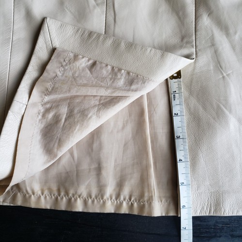 Vintage 80s Leather Skirt Womens 12 100% Lamb Light Academia Office Siren 21" - Picture 10 of 14