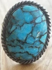 Vintage Silver and Turquoise Large Stone Ring Ring  Size 12