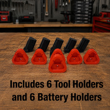 Fits Milwaukee M12 Tool and Battery Wall Mount Holder 6 of Each Organizer