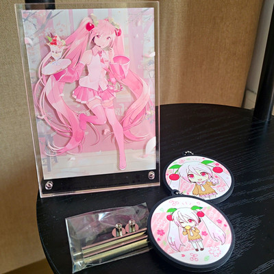 Sakura Miku (Vocaloid) Acrylbild Café & Gummi Anhänger (Set) Original