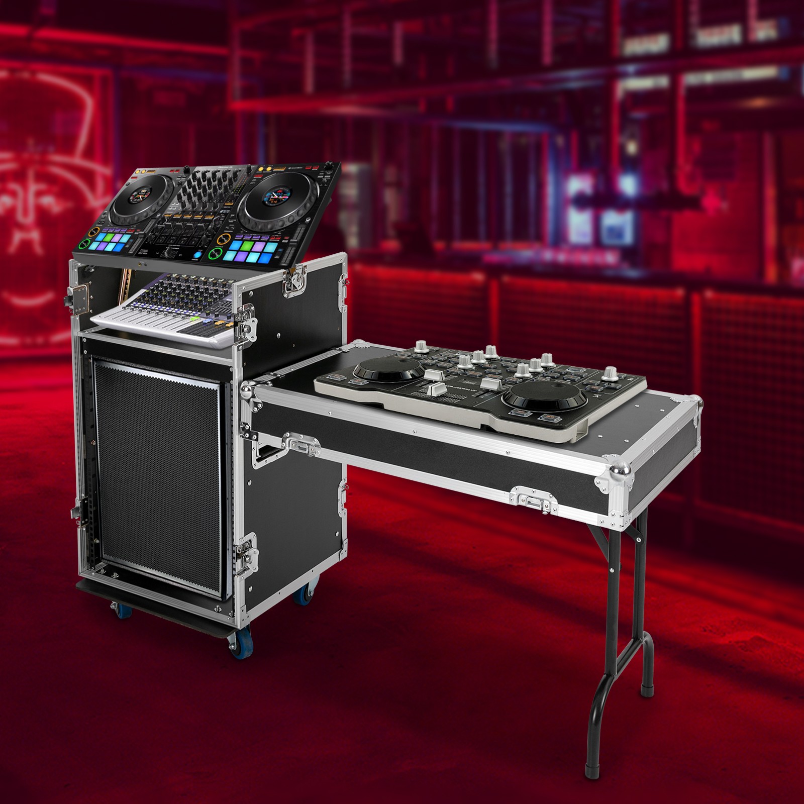 PA DJ Rack,  PA DJ Cabinet, Network & Stereo Rack with 4 Wheels