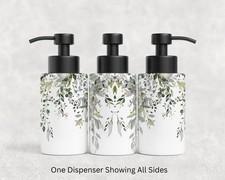 Eucalyptus Stainless Steel Soap Dispenser: Floral Decor, 18 Oz Bottle