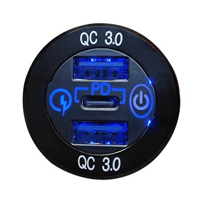 12V / 24V Steckdose 3 Port USB Auto Ladegerät QC3.0 + PD Typ USB Quick Charge