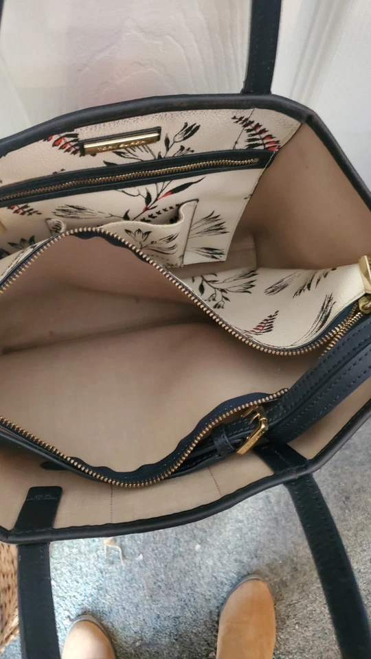 Дизайнерский красный белый и синий Tory Burch цветочный полоски сумка с короткими ручками - Изображение 3 из 4