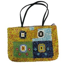 Vintage Glass Seed beaded Abstract Hand Bag