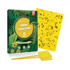 Gideal 20-Pack Dual-Sided Yellow Sticky Traps for Flying Plant Insect Such as...