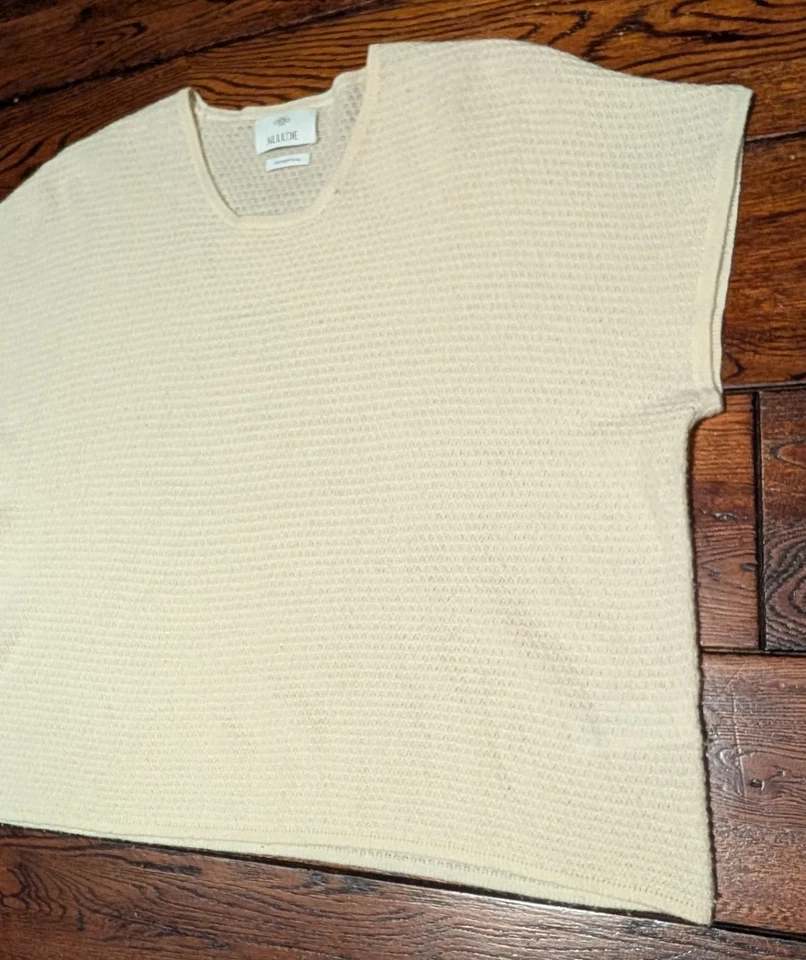 ALLUDE 100% Cashmere Sleeveless Boxy Fit Pullover Sweater - Ivory - One Size - Image 2 of 4