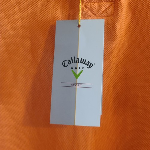 Polo sportiva Callaway Golf manica corta arancione cotone pettinato uomo nuova con etichetta taglia large - Foto 6 di 9