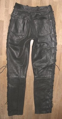 LOUIS AJS  Damen- Schnür- LEDERJEANS  Biker - Lederhose in schwarz ca. Gr. 36