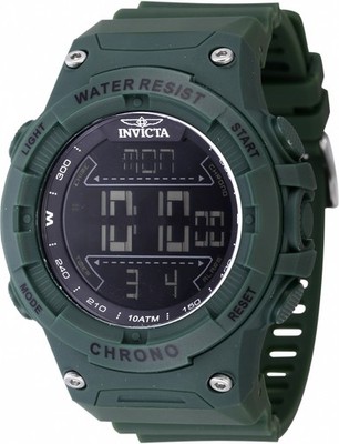 Invicta Mens 47525 Racing Electronic Digital Black Dial Green Polyurethane Watch
