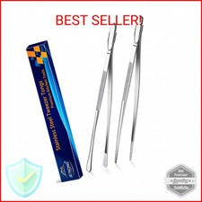 JETKONG 2 Pcs 12-Inch Kitchen Tweezers Fine Tweezer Tongs, Extra-Long Stainless