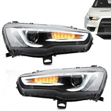 2*VLAND Scheinwerfer für Mitsubishi Lancer EVO X 08-18 Fgelb fließender Blinker