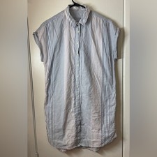 Madewell Central Cotton Blend Rawley Stripe Red White Blue Mini Shirt Dress M