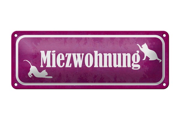 Blechschild Spruch 27X10 Cm Katze Miezwohnung Geschenk Deko Schild Tin Sign-image