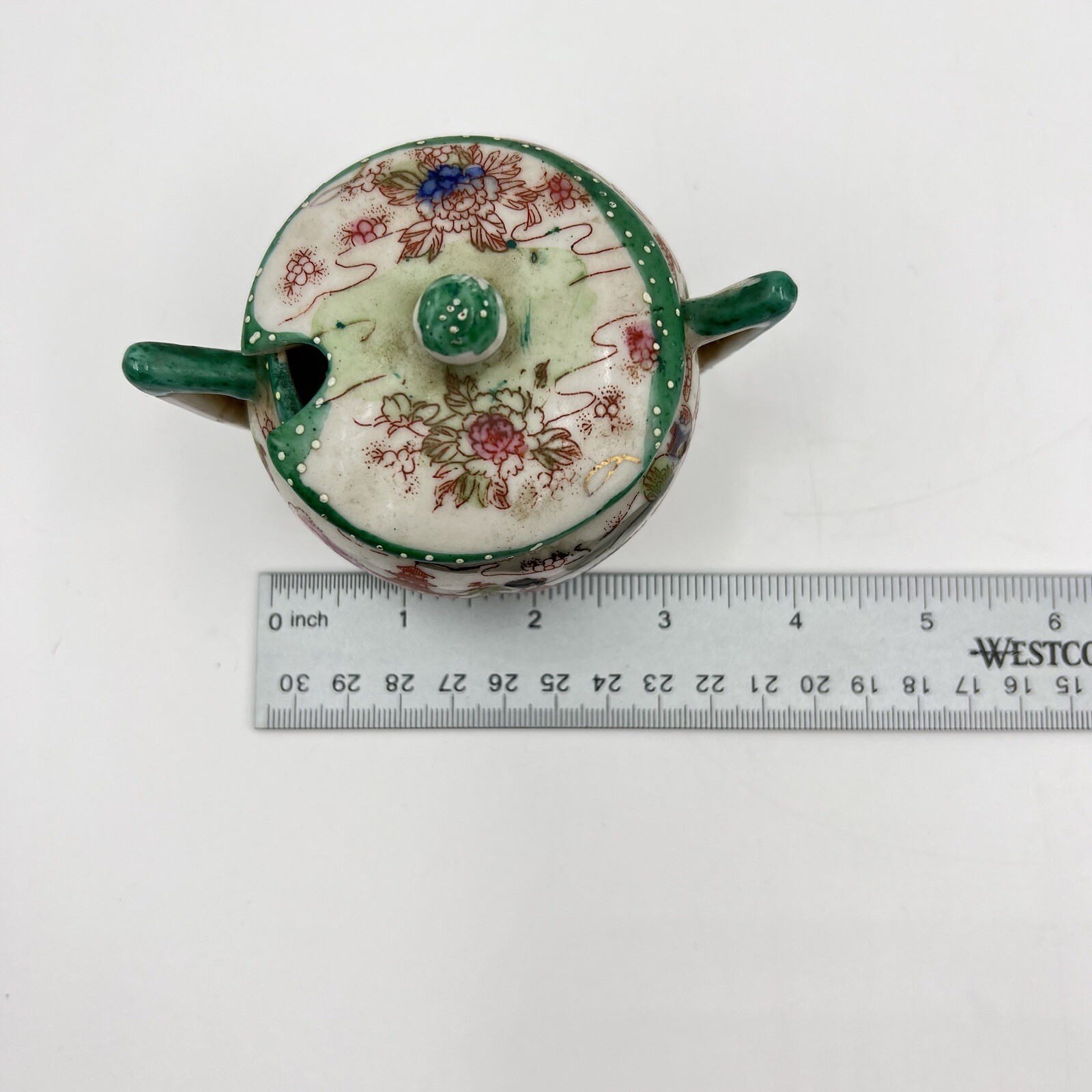 Hand Painted Japan China River Scene Set Of 2 Dishes Creamer Sugar Small Bowl