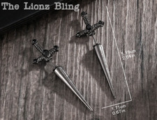 Punk Rock Emo Goth Gun Metal Gray Spike Dagger Sword Earrings - 2"