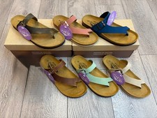 PLAKTON BATTLE LADIES TOE LOOP LEATHER SANDALS CUSHIONED NEW SUMMER HOLIDAY