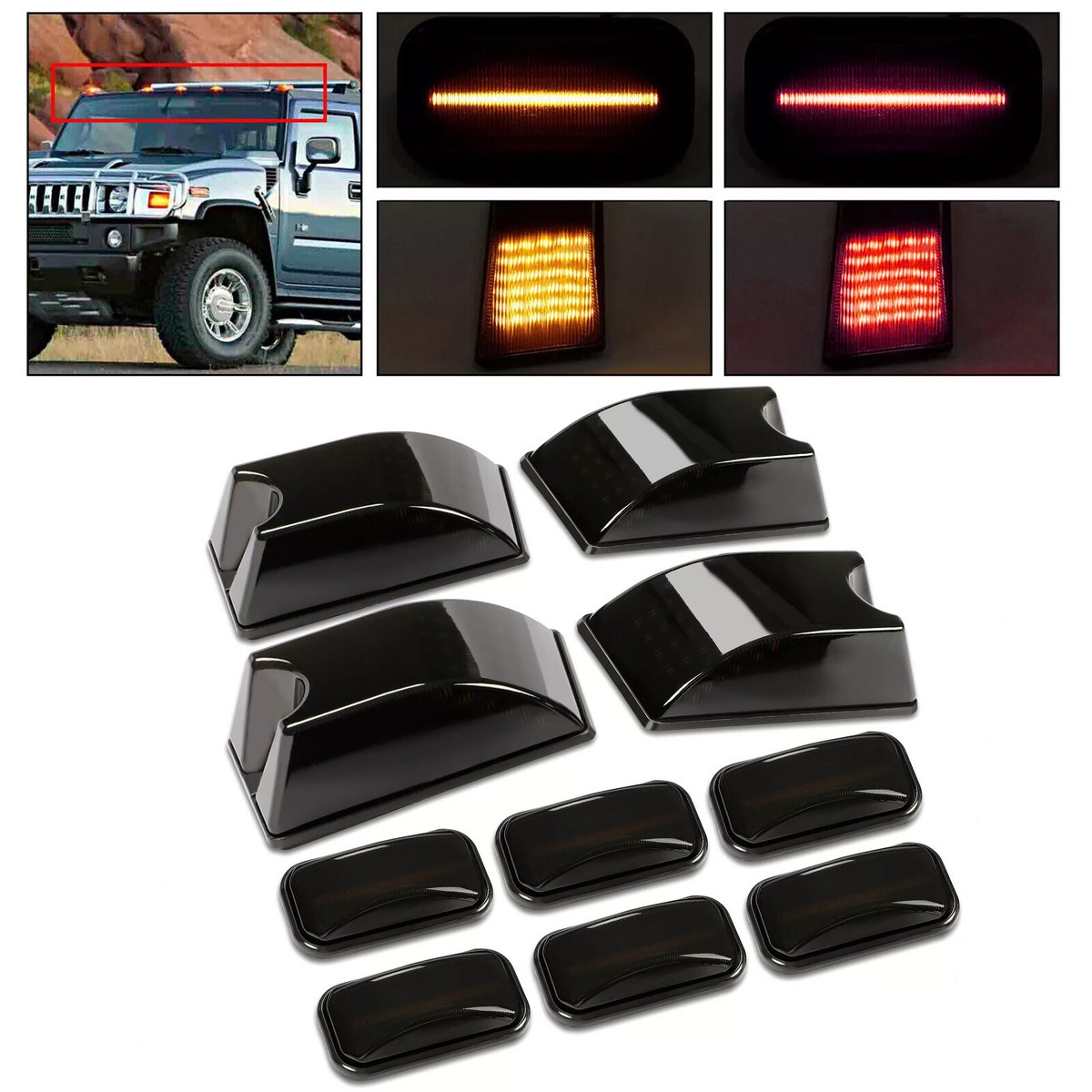 For Hummer H2 03-09 Smoke Led Cab Running Lights Marker