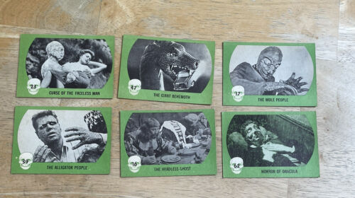 1961 Nu-Cards (Verde) Horror Monster Series: lote de 6 como nuevo - Imagen 1 de 2