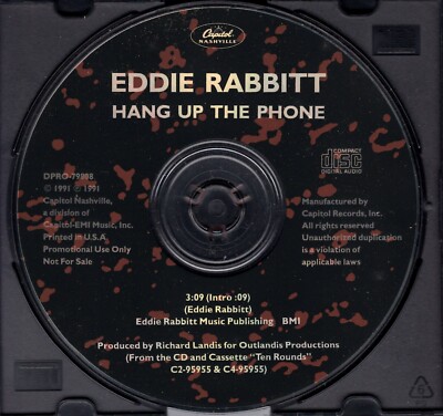 Eddie Rabbitt - Hang Up The Phone  - PROMO CD Single - Disc Only