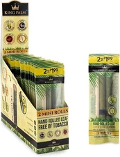 King Palm | Mini | Natural | Prerolled Palm Leafs | 20 Packs of 2 Each =40 Rolls