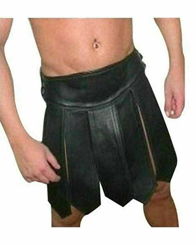 HERREN GLADIATOR KILT ECHTLEDER GAY CLUB WEAR LARP SEXY HALLOWEEN KOSTÜM - Bild 4 von 7