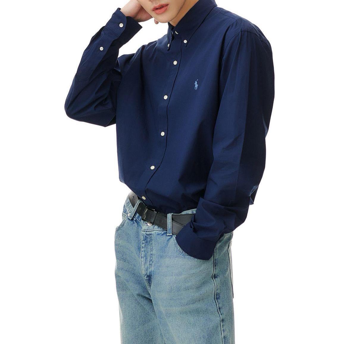 ★★POLO RALPH LAUREN★★ Long sleeve poplin shirt blue MNPO Polo Ralph Lauren Long Sleeve Button Down Collar Poplin