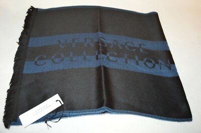 VERSACE COLLECTION Frayed Logo Scarf Size 72in x 15in  Made in ITALY Retail $295