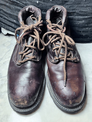 Vintage RED WING Brown Leather Chukka Boots Size 9.5 D Made in USA Steel Toe