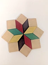 Vintage Wood MODERN Star Design Trivet Western Germany Kitchen MCM handmade