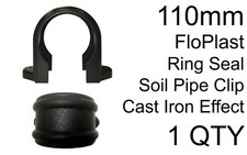110mm FloPlast SP84 Cast Iron Effect Soil Pipe Clip Ring Seal Vent Bracket PVC-u
