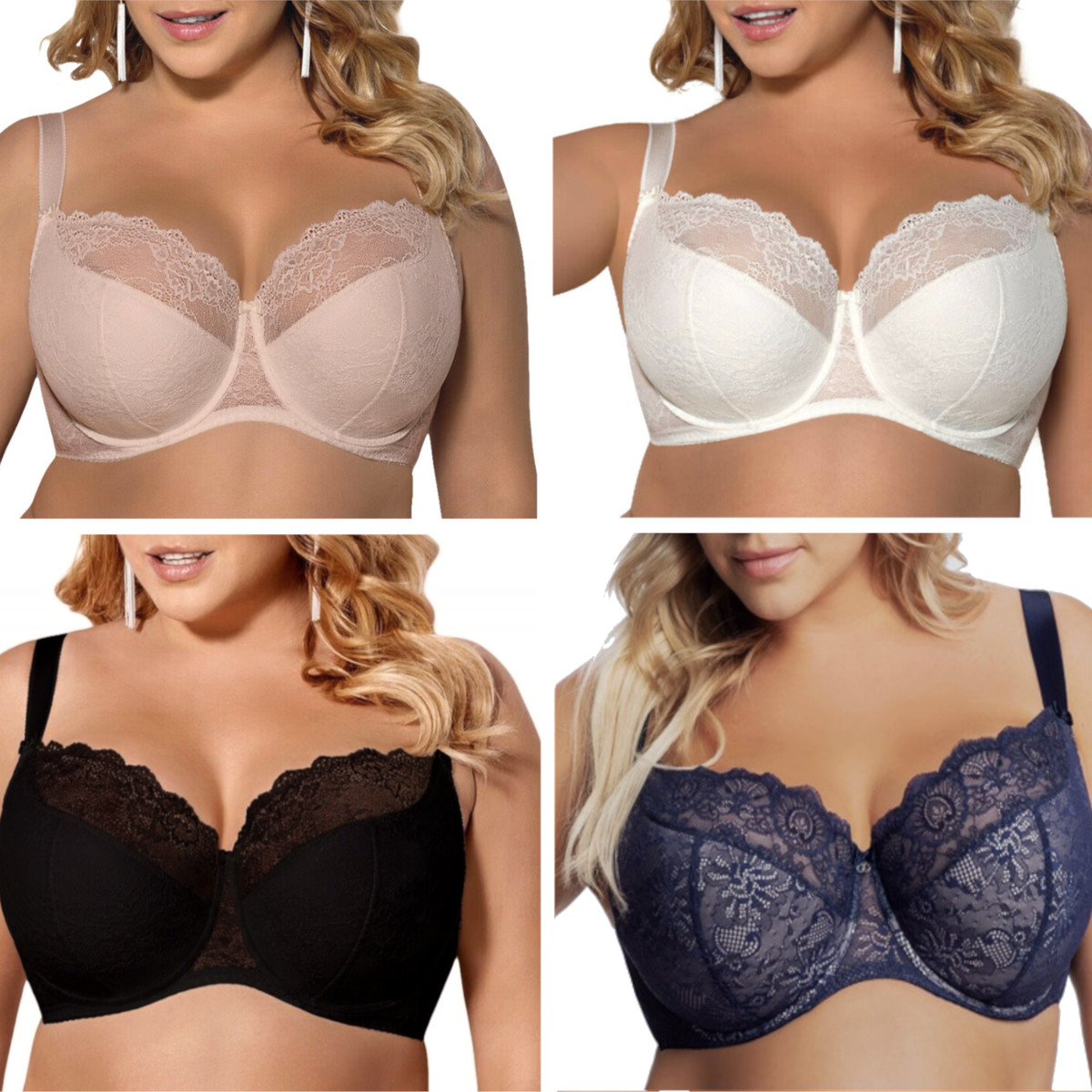 Sujetador con aros GORSENIA BLANCA K357 semi suave tirantes anchos tallas grandes acolchado