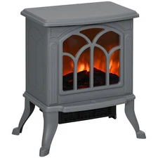 HOMCOM 17" Freestanding Electric Fireplace Stove, Fire Place Heater with Realist