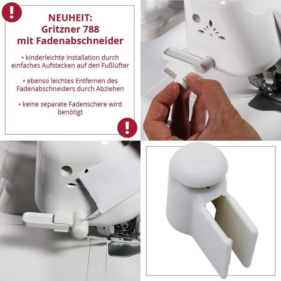 GRITZNER 788 Version 2025, Fadenabschneider, Klarsichtfuss, LED + 5 Sonderfüße - Bild 3 von 4
