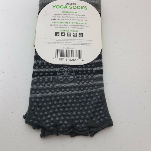 Gaiam Yoga-Socken ohne Zehen Small/Medium grau schwarz Damen 5-10 Herren 4-9 - Bild 4 von 4