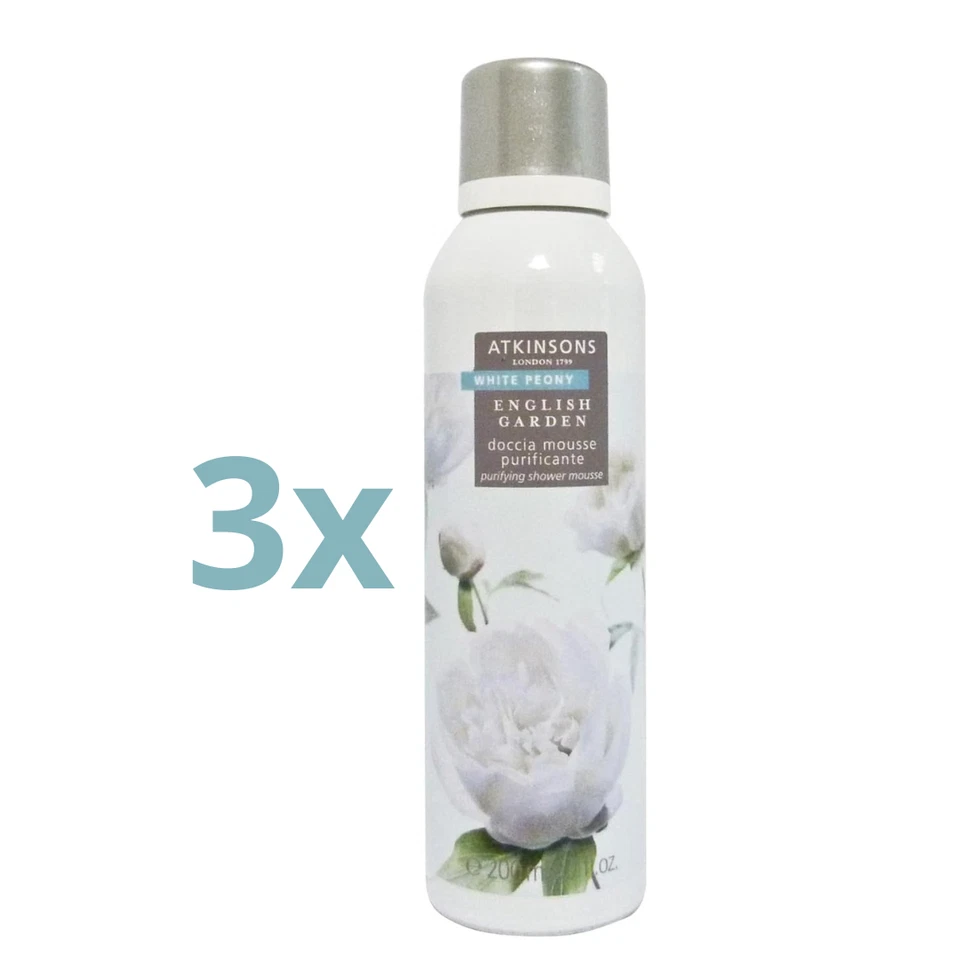 3x Atkinsons Duschmousse Reinigungsschaum English Garden White Peony 200ml Angebot