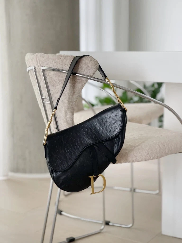 CHRISTIAN DIOR Vintage Ostrich Saddle Bag