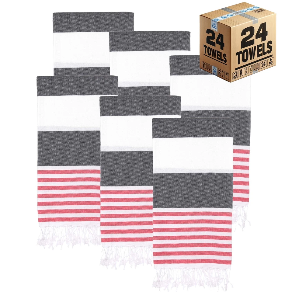 Turkish Beach Towel Bulk Case of 24 (38" x 71")  Oversized, Quick-Dry, Sand-Free - Image 2 of 4