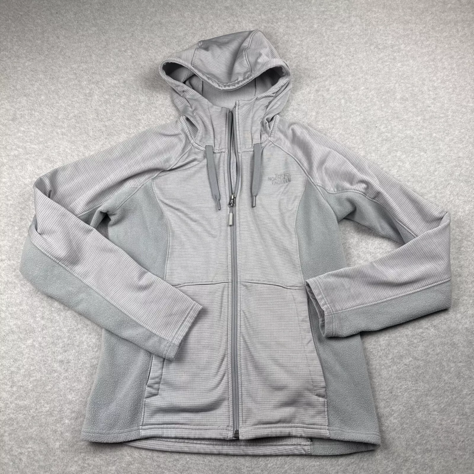 north-face knit hooded zip fleece jacket