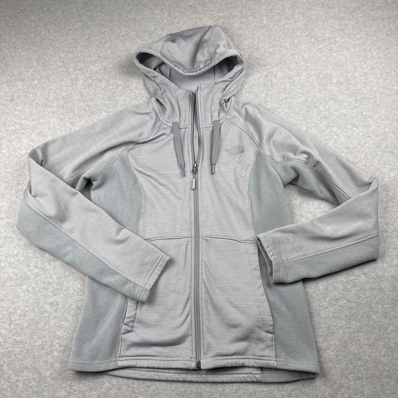 north-face knit hooded zip fleece jacket