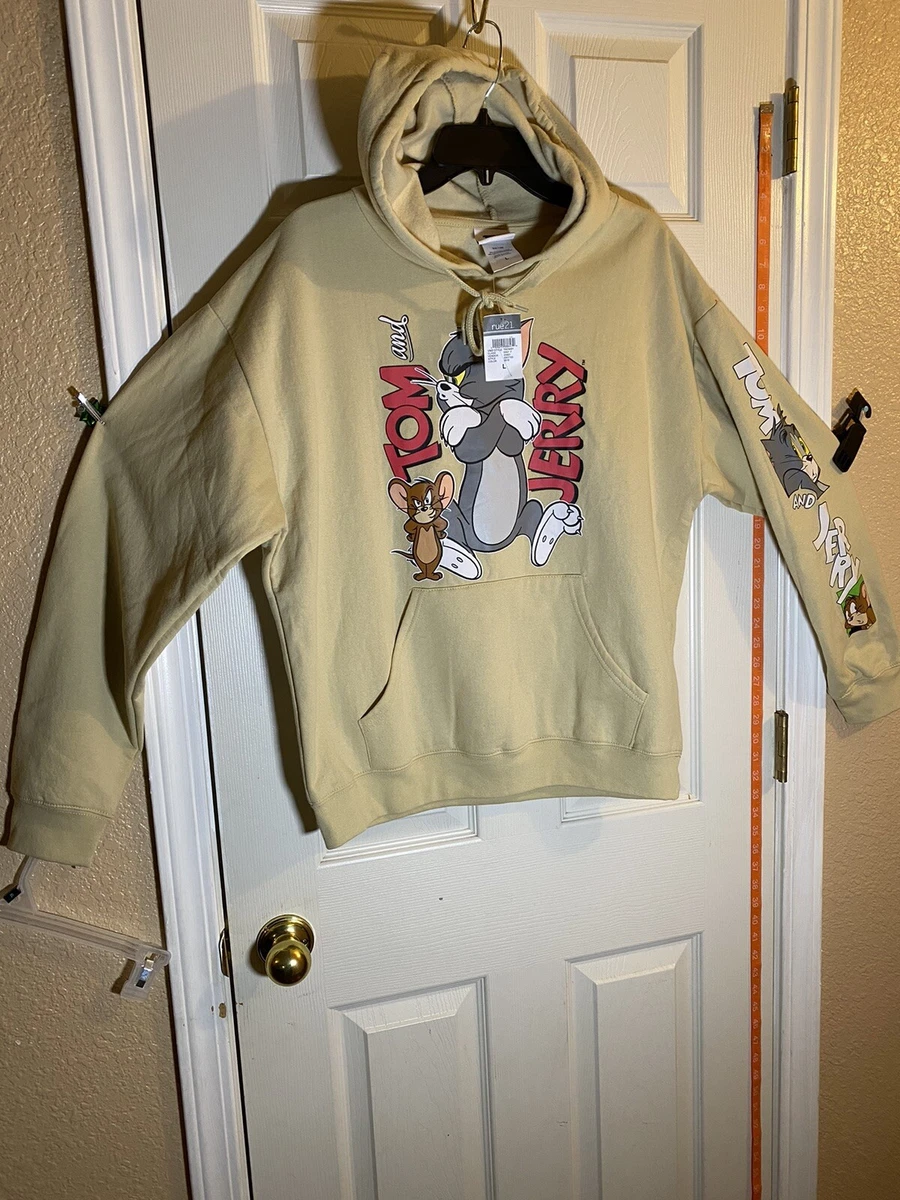 Tom u0026amp; Jerry Men's Sz L Graphic Pullover Hoodie Sweatshirt Rue21 Brown  NWT $39.99 | eBay