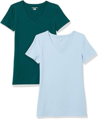 Amazon Essentials Women's Classic-Fit Short-Sleeve V-Neck T-Shirt, Multipack XXL