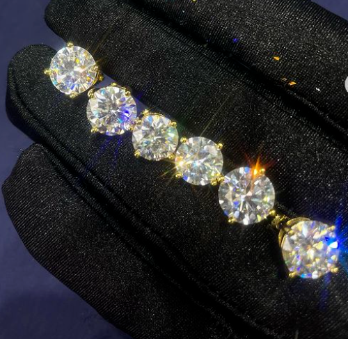 Awesome runder VVS natürlicher Moissanit Herren 4 Zinken Solitär Ohrring 925 Silber - Bild 5 von 7