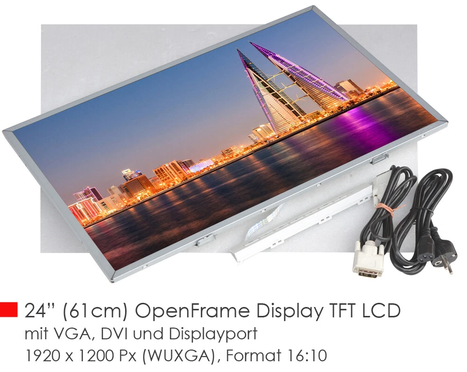 24" 61CM OPENFRAME MONITOR DISPLAYPORT VGA DVI 1920x1200 16:10 LAUTSPRECHER 24-6 - Bild 2 von 4