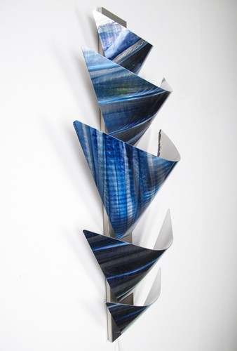 Modern Abstract Metal Wall Art LED Lamp Painting Sculpture Home Decor Blue - Picture 3 of 6