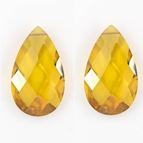 2 Cubic Zirconia Faceted Flat Teardrop Briolette Pendant Beads 12mm x 20mm - Picture 10 of 13