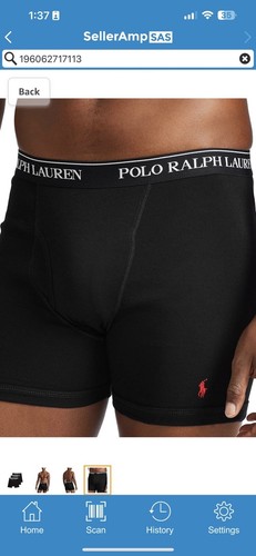 Polo Ralph Lauren Men's Black Moisture Wicking 3-Pack Cotton Boxer Briefs $45 - Picture 4 of 4